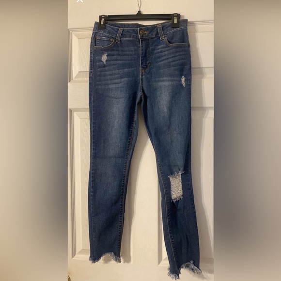 True Craft High Rise Distressed Skinny Blue Jeans - Picture 1 of 3
